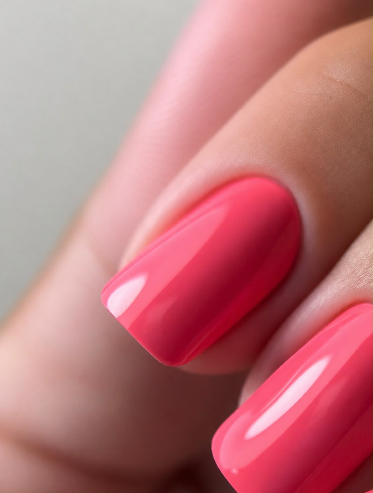 Pose brillante rose framboise sur ongles carrés